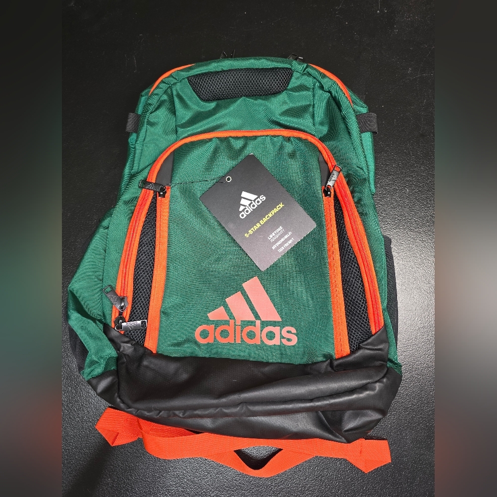Adidas Green and Orange Athletic Backpack